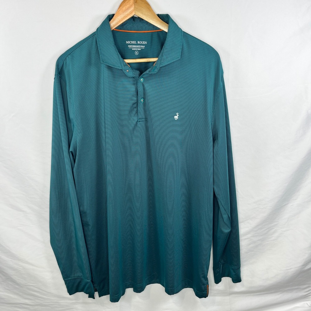 Michel Rouen‎ Performance Polo Long Sleeve Golf Shirt Moisture Wicking XL